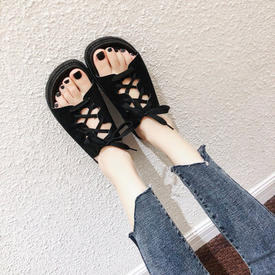 

One word slipper girl summer cool drags the fashion to go out beach shoe half drags the soft flat bottom