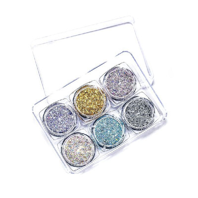 

6 ColorsSet Eyes Glitter Sequins Iridescent Flakes Shiny Gel Cosmetic Chunky Glitter for Eye Shadow Body Nail Lips Face Hair Glit
