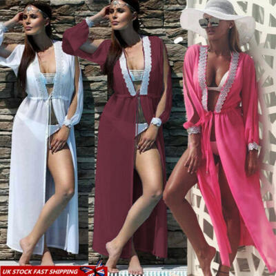 

Women Beach Bikini Cover up Long Kaftan dress Summer Boho Maxi Dress Swimwear UK
