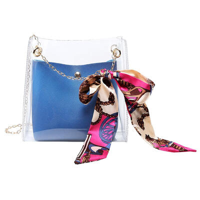 

2pcs Women Transparent Shoulder Bag PVC Jelly Ladies Messenger Casual Bags