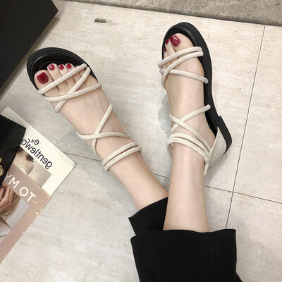 

Ladiessandals flat soles fairies shoes beach shoes simple Roman shoes in summer