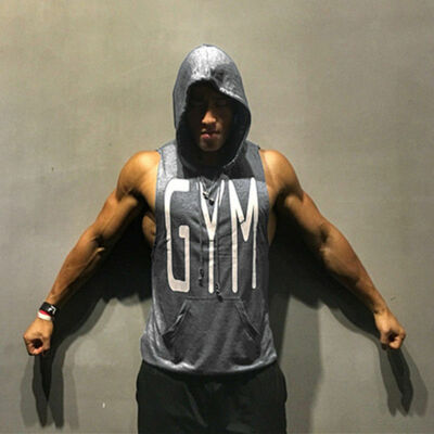 

Men Gym Clothing Bodybuilding Stringer Hoodie Tank Top Muscle hooded Shirt