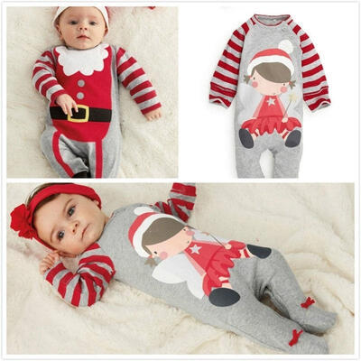 

Baby Boy Girl Kids Infants Christmas Cloths Outfit Romper Hat Band Set Santa Party Gift