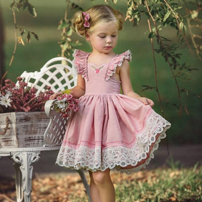 

Toddler Kids Baby Girls Sleeveless Lace Floral Party Tutu Dress Outfits Clothes