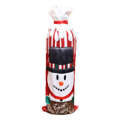 

Gobestart Red Wine Bottle Cover Bags Snowman Santa Claus Christmas Decoration Xmas