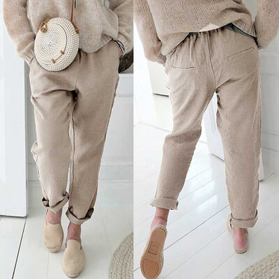 

Tailored Womens Solid Color Loose Haren Pants Cropped Trousers Ladies Pants