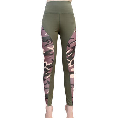 

Women Yoga Pants Elastic Gym Camouflage Splicing Leggings Sport Slim Pants