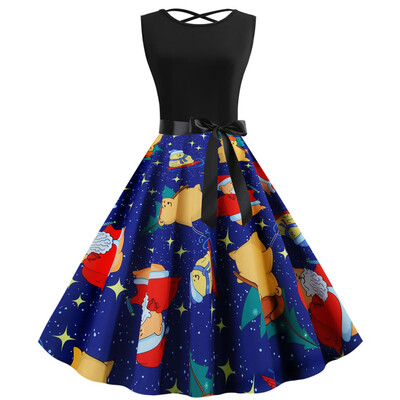 

Tailored Women Vintage Sleeveless Christmas 50s Housewife Evening Party Prom Dress