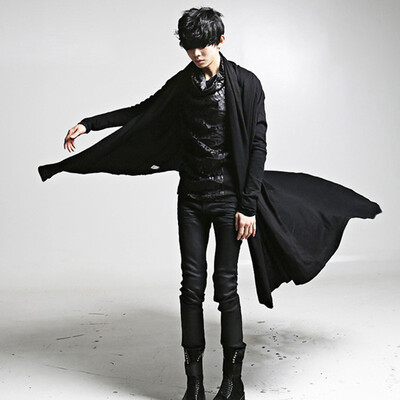 

Vintage Mens Hooded Jacket Long Cardigan Coat Gothic Cosplay Halloween Costume