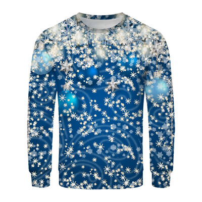 

Toponeto Christmas Couples 3D Printed Long-sleeved Sweater With Round Collar Blouse