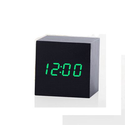 

Gobestart New Modern Wooden Wood Digital LED Desk Alarm Clock Thermometer Timer Calendar