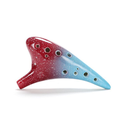 

12 Holes Ceramic Ocarina Alto C Starry Style Musical Instrument with Lanyard Music Score Protective Bag For Music Lover&Learne