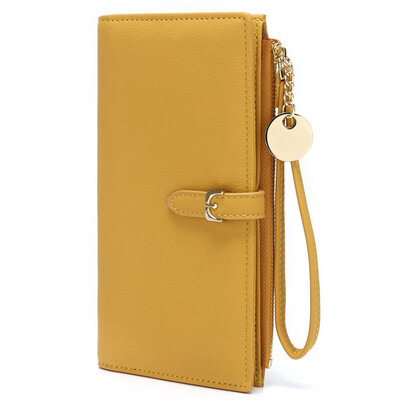 

New Vintage Women Rfid Leather Wallet Large Capacity Long Purse Zipper Wallet Phone Pocket Card Holder Coin Purse