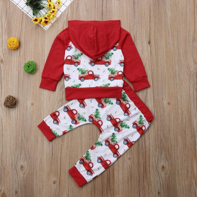 

Soft Cute Newborn Baby Girl Boy Christmas causal Car Print Long Sleeve Hoodie Pullover Top Pants Xmas Tracksuit Sportswear 2 P