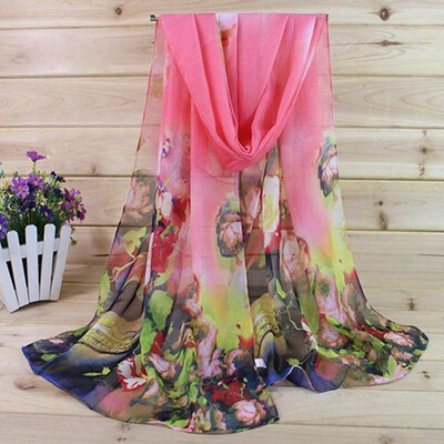 

Gobestart Fashion Lady Women Floral Prints Shawl Chiffon Scarf