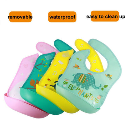 

New Baby Silicone Waterproof Bib Washable Roll Up Crumb Catcher Feeding Eating
