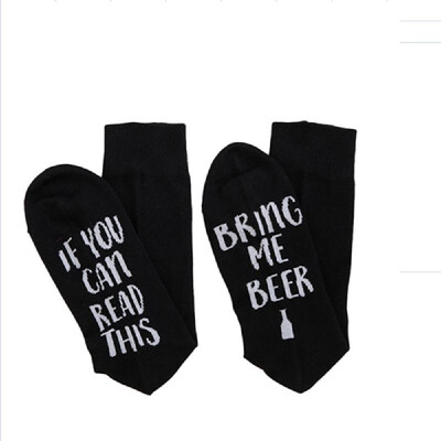 

"If you can read this bring me beer" Letter Printed Cotton Socks for Men&Women