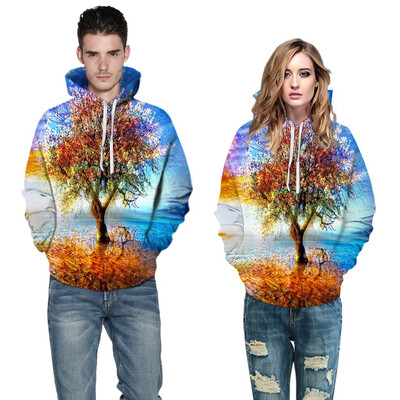 

Toponeto Men Women Mode 3D Print Long Sleeve Couples Hoodies Top Blouse Shirts