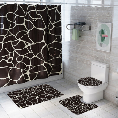 

Gobestart Creative Crack Curtain Floor Mat Four-piece Bathroom Mat Set