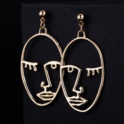 

EK458 New European Hyperbole Hollow Face Stud Earring for Women Jewelry Bijoux Steampunk de gota Feminino Brincos oorbellen