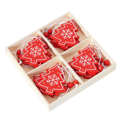 

12pcs Natural Wood Christmas Tree Ornament Wooden Hanging Pendant Gift Snow Elk Christmas Decora adornos de navidad Year