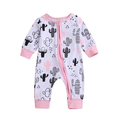 

Baby Rompers Jumpsuits For Girls Clothes Spring Long Sleeve Cartoon zip Baby Girls Rompers 0-24M Newborn Baby Boy Jumpsuits