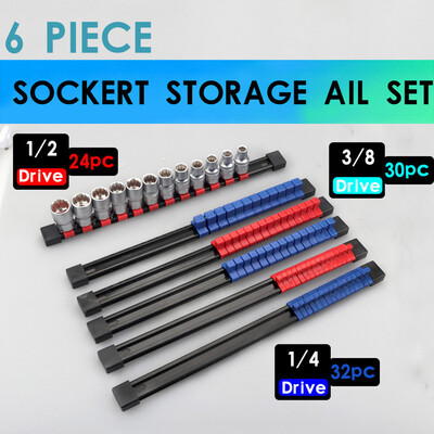 

〖Follure〗6pcs Plastic Double-Sided Socket Rail Racks Holder Bracket Organizer 14 38 12