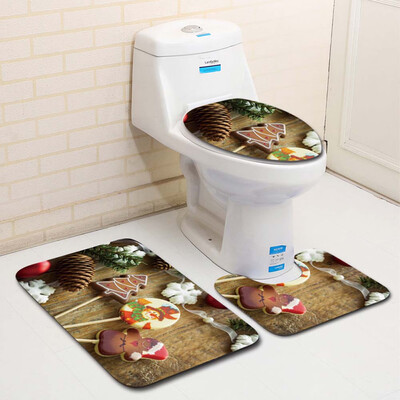 

〖Follure〗3PCS Fancy Santa Toilet Seat Cover&Rug Bathroom Set Christmas Decor