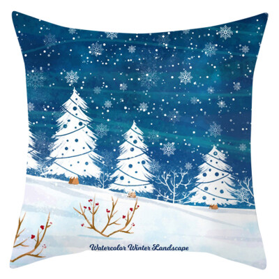 

Siaonvr Christmas Series Home Decor Polyester Peach Skin Pillow Case 18x18in