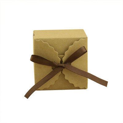 

New 50pcs Vintage Retro WhiteKraft Mini Kraft Paper Box DIY Wedding Favor Gift Box Small Single Cake Box Packaging With Ribbon