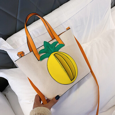

Qiao Bani 2019 new South Korea ins fashion hit color pineapple tote bag shoulder shoulder diagonal trend handbags