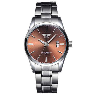 

Top Fashion Luxury Steel Alloy Calendar Clock Quartz Watch Business Watch