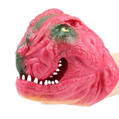 

YIWULARed Dinosaur Animal Hand Puppet Baby Infant Kid Toy Plush Toy Silica Gel Spoof