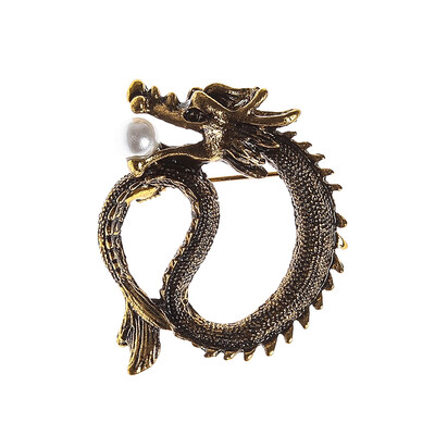 

Unique Pearl Brooches Vintage Jewelry Silver Color Metal Chinese Dragon Pins And Brooch For Women