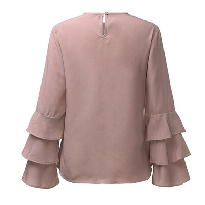 

Nomeni Women Fashion Loose Casual Folding Sleeves Long Sleeve Blouse