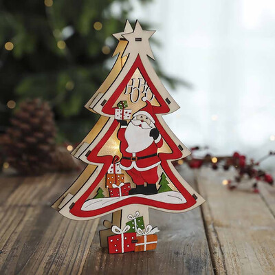 

Toponeto Wooden Santa ClausSnowman Lamp Ornament Home Christmas Party Table Decor