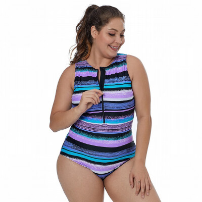 

Plus Size casual quick-drying sunscreen surf Womens Swimwear striped swimwear top