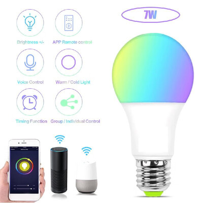 

AC100-240V 9W RGBW Wifi Conneted Intelligent Bulb Light E27 Base Socket Holder Supported Voice Control Music Mode 16 Millions C