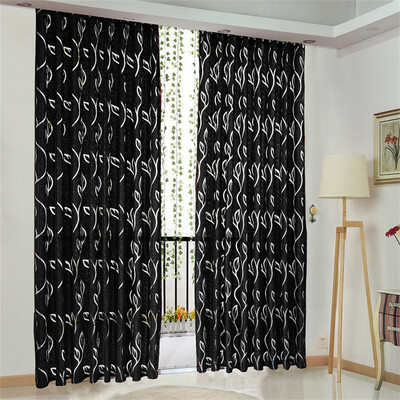 

Gobestart 2 PCS Vines Leaves Tulle Door Window Curtain Drape Panel Sheer Scarf Valances