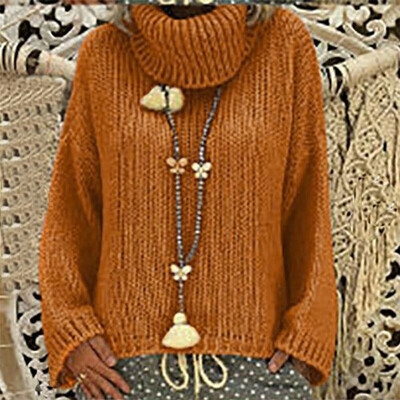 

〖Follure〗Fashion Women Casual Irregular Solid Long Sleeve Turtleneck Knitted Sweater Top