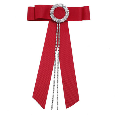 

Rhinestone Pendant Ribbon Bowknot Brooch Pin Fashion Collar Bow Tie Brooch For Women Vintage Corsage Jewelry