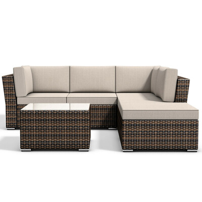 

4 pcs Wicker Cushioned 5 Seat Sofa Furniture Set