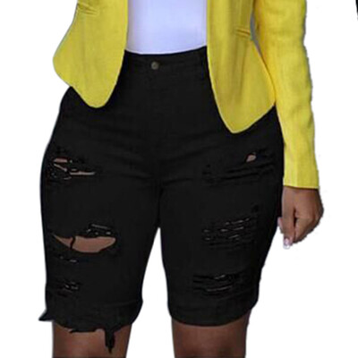 

Tailored Women Elastic Destroyed Hole Leggings Short Pants Denim Shorts Ripped Jeans