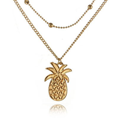 

Tocona Trendy Fruit Pineapple Pandent Chokers Necklace for Women Gold Color Multilayer Collar Necklace Statement Jewelry 4837