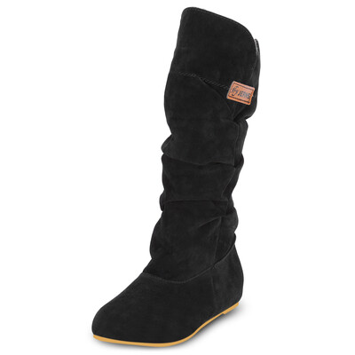 

Female Winter Corrugated Increased Within Frosted Suede Mid-calf Boots