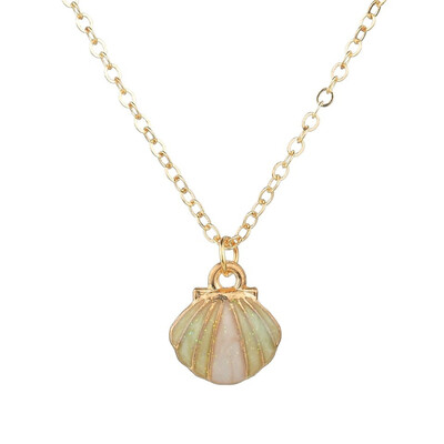 

X-NO BUY Colorful Double Shell Pendant Necklace For Women New Fashion Pendants&Necklace Summer Jewelry Female Handmade Necklace