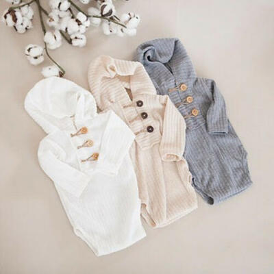 

US Newborn Baby Girl Boy Long Sleeve Hooded One-Pieces Romper Outfits Clothes