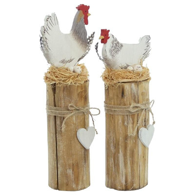 

Wood Figurine Hen Rooster Shape Statue Animal Garden Sculpture Outdoor Fences Lawn Yard Decoration Figurines Valentine Romantic Or