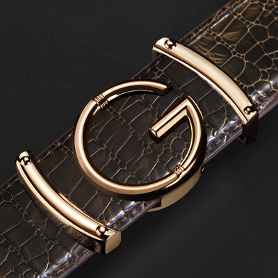 

Belt mens leather letter G smooth buckle casual business high-end belt mens youth fashion tide pants belt spot