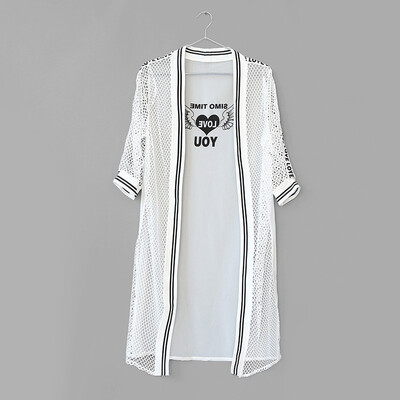 

Womens Sun Protection Casual Loose Three Quarter Sleeve Summer Cardigan Blouse Shirt Tops Hollow Out Cover Up